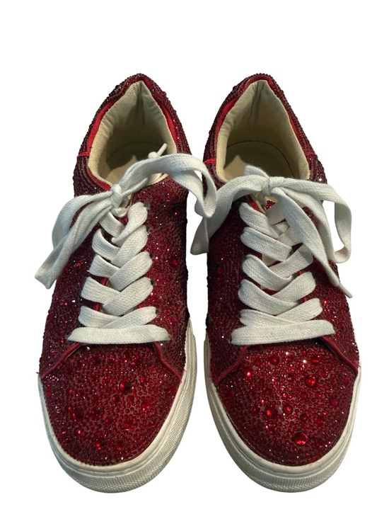 Betsey Johnson Shoes - Betsey Johnson Red Crystal Lace-Up Sneakers